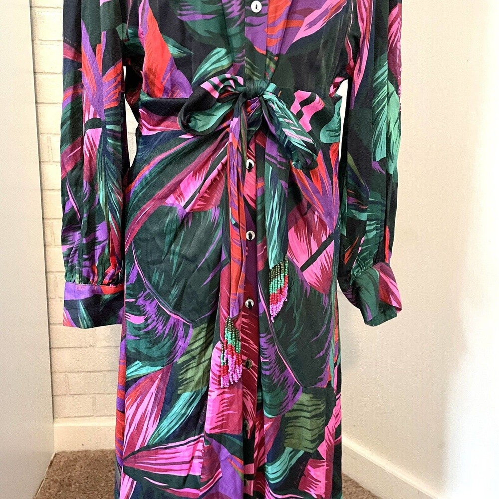 Farm Rio Midnight Leaves Lenzing Ecovero Viscose Midi Dress - Picture 6 of 11